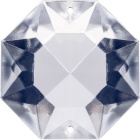 Glass octagon stone D.2,4cm 2 holes transparent (Box)