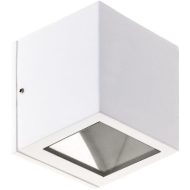 Aplique CAVALUM IP54 1xG9 C.9xL.9xAlt.9,5cm alumínio+vidro branco