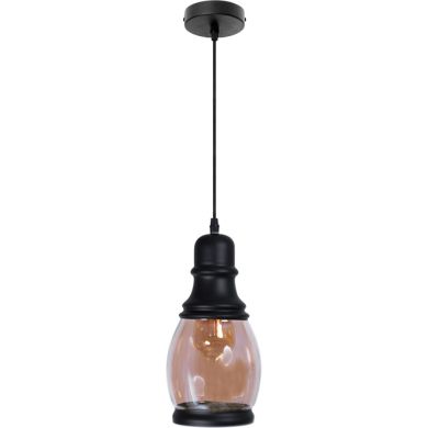 Suspensão CAPITOLINA 1xE27 Alt.Reg.xD.14cm preto/ambar