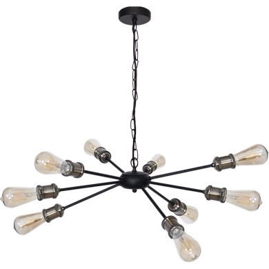 Candeeiro de tecto ARYANA 9xE27 Alt.Reg.xD.65cm preto/oxidado