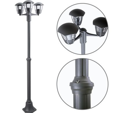 Pilar TERVA IP44 3xE27 Alt.Reg.xD.50cm antracite