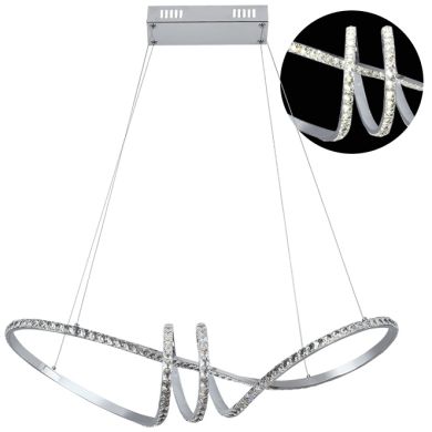 Pendant Light DRAGON 1x40W LED 4000lm 4000K L.75xW.18xH.Reg.cm Chrome with crystals