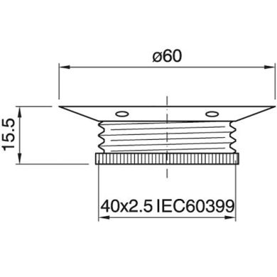 Arandela metálica latonada para portalámparas metálico E27 A.15, 5mm D.60mm