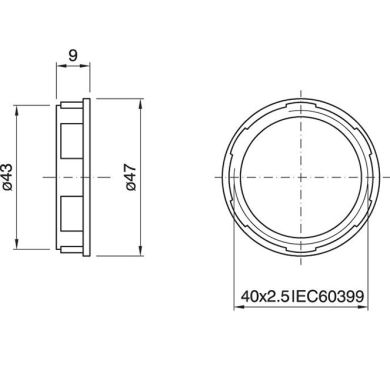 Arandela de resina termoplástica negra para portalámparas E27 con rosca A.8, 5mm D.46, 4mm