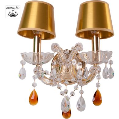 Aplique M.TERESA 2xE14 oro (solo armazón sin cristales)