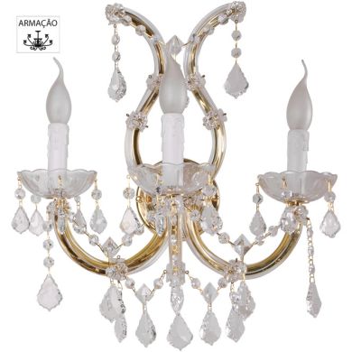 Wall lamp M.TERESA 3xE14 spray painted gold (frame only without crystal pieces)