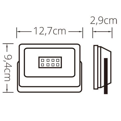 Proyector TUMUT IP65 30W LED 2250lm 6400K C.16,7xL.2,9xA.12,0cm Negro