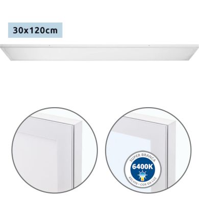 Panel superficie VOLTAIRE 30x120 72W LED 5760lm 6400K 120° C.120xL.30xA.2,3cm Blanco