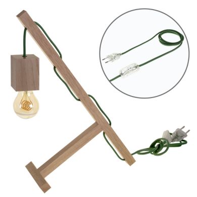 Candeeiro de mesa BASIC 1xE27 C.12xL.27xAlt.39cm madeira verde/madeira natural