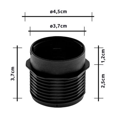 Camisa semiroscada negro termoplastico para portalámparas E27 de 3 piezas