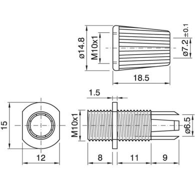 Presacable macho para cable SC15, en resina termoplástica negro