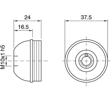 Capuchón blanco termoplástico p/portalámparas E27 de 3piezas c/racor metalico M10 roscado y tornillo