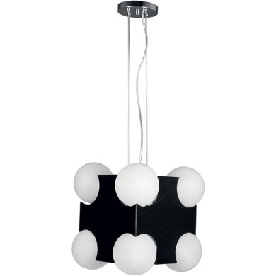 Suspensão CUBO médio 8xE27 C.38xL.38xAlt.Reg.cm preto