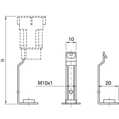 Snap-in bracket 1-piece E14 candle lampholder white zinc-plated metal H.105 mm