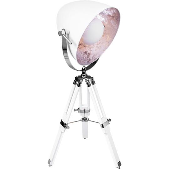 Candeeiro de mesa GUTENBERG pequeno 1xE27 Alt.Reg.xD.28,5cm branco/cromado