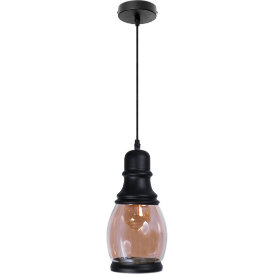 Suspensão CAPITOLINA 1xE27 Alt.Reg.xD.14cm preto/ambar