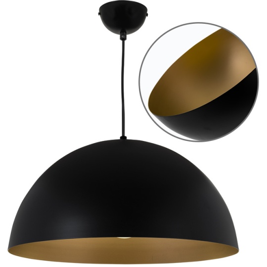 Suspensão GASPAR 1xE27 Alt.Reg.xD.40cm preto/dourado