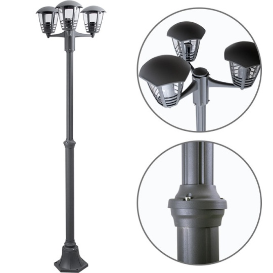 Pilar TERVA IP44 3xE27 Alt.Reg.xD.50cm antracite