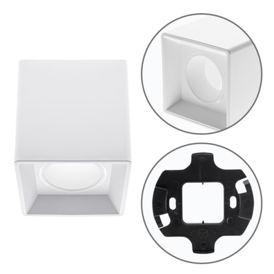 Plafond ONIRO quadrado C.9,6xL.9,6xAlt.10cm policarbonato (PC) branco
