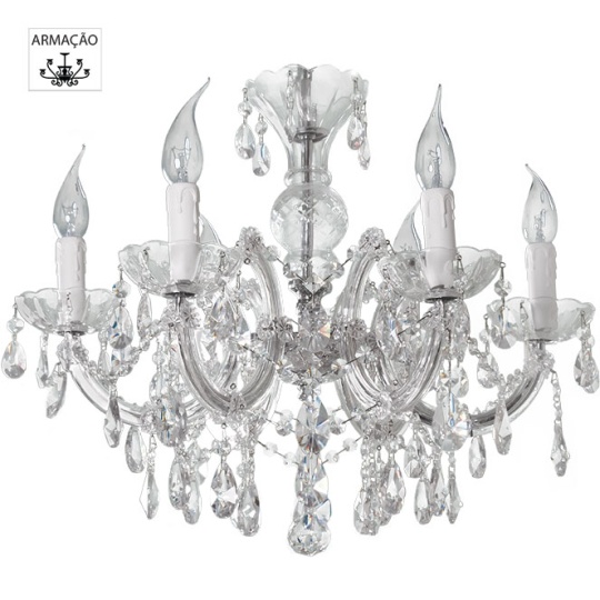 Candeeiro de tecto M.TERESA 6xE14 cromado (só armação sem cristais incluídos)