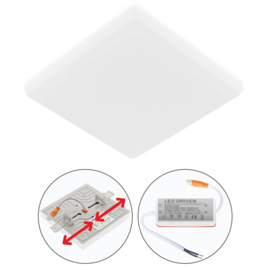 Downlight RUPIA square 1x18W LED 1620lm 4000K 120° L.12xW.12xH.1,5cm White