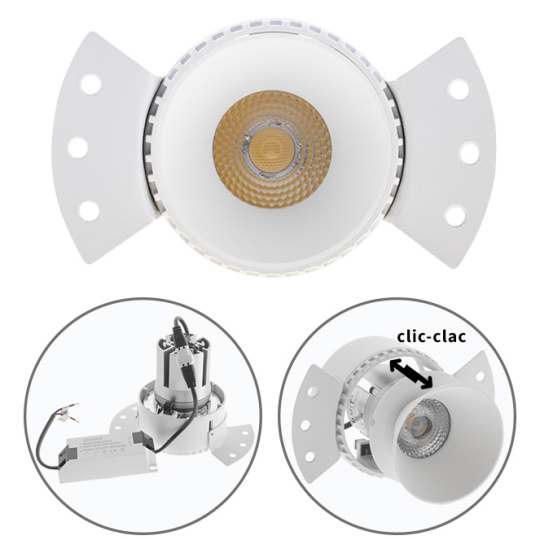 Downlight HEKA round for drywall 1x10W LED 850lm 4000K L.14,5xW.8xH.9,5cm Aluminium White