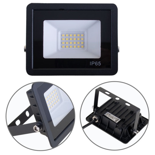 Projector TUMUT IP65 20W LED 1500lm 6400K C.12,7xL.2,9xAlt.9,4cm preto
