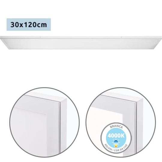 Panel superficie VOLTAIRE 30x120 72W LED 5760lm 4000K 120° C.120xL.30xA.2,3cm Blanco