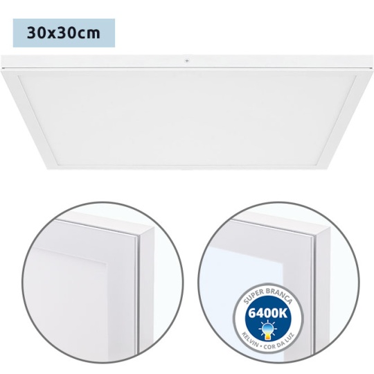 Surface Mounted Panel VOLTAIRE 30x30 24W LED 1920lm 6400K 120° W.30xW.30xH.2,3cm White