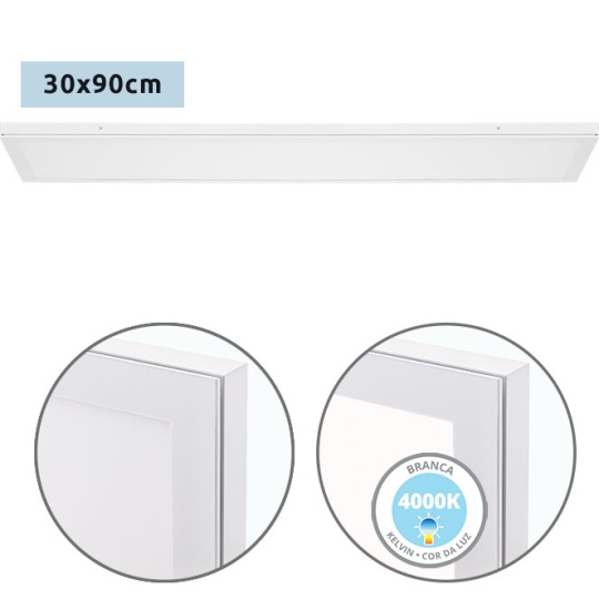 Panel superficie VOLTAIRE 30x90 72W LED 5760lm 4000K 120° C.90xL.30xA.2,3cm Blanco