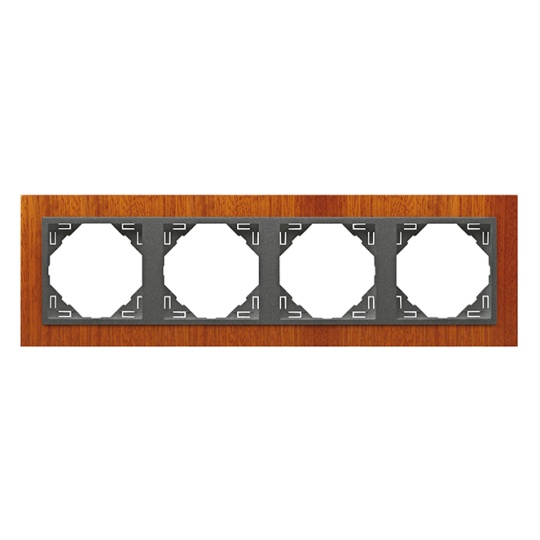 Four-Gang Frame LOGUS90 in mahogany/grey