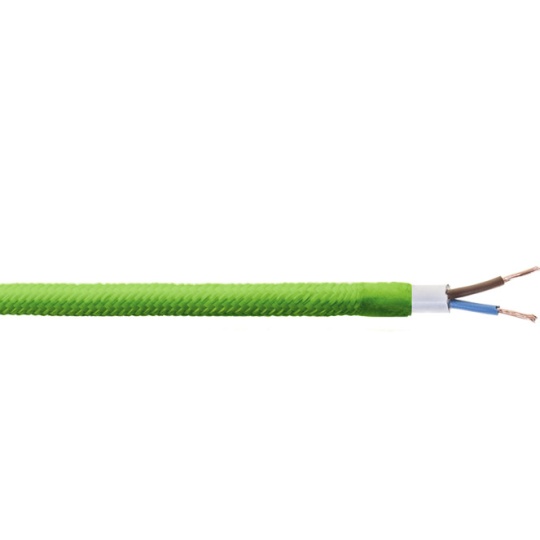 Cable eléctrico cubierto con tela redonda flexible H03VV-F 2x0,75 D.6.2mm verde fluorescente TO67