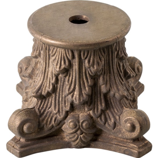 Chapiter (without cover) L.7,4xW.7,4xH.5,9cm, hole n.1 10,5mm D.inf.5,2cm, in raw brass