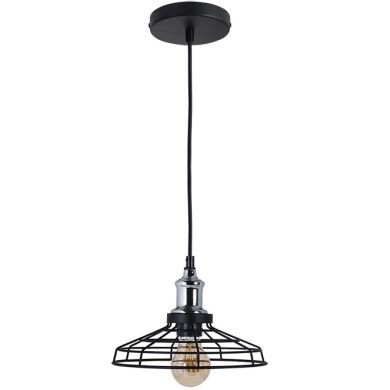Suspensão PASCAL 1xE27 Alt.Reg.xD.23cm preto/cromado