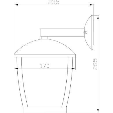 Aplique DRAVE IP44 1xE27 C.17xL.23,5xAlt.28cm alumínio + PC, preto