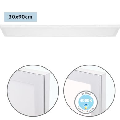 Panel superficie VOLTAIRE 30x90 72W LED 5760lm 4000K 120° C.90xL.30xA.2,3cm Blanco