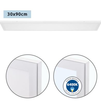 Painel de superfície VOLTAIRE 30x90 72W LED 5760lm 6400K 120° C.90xL.30xAlt.2,3cm branco