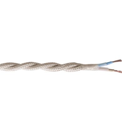 Twisted fabric covered electrical cable H05V2-K FRRTX 2x0,75 D.5.8mm ivory