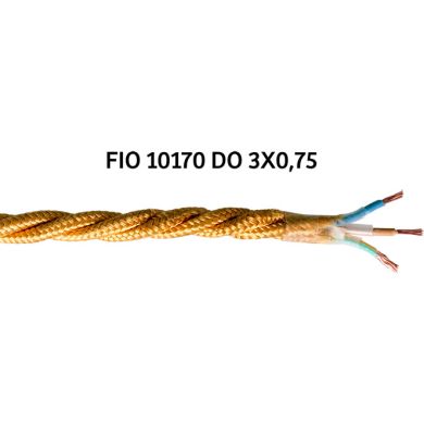 Twisted fabric covered electrical cable H05V2-K FRRTX 3x0,75 D.6.4mm gold