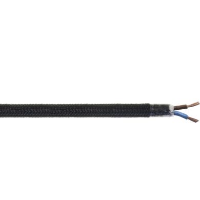 Cable eléctrico cubierto con tela redonda flexible H03VV-F 2x0,75 D.6.8mm negro TO414