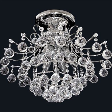 Plafond frame CONCÊNTRICO 6xE14 H.40xD.50cm Chrome, without crystal pieces
