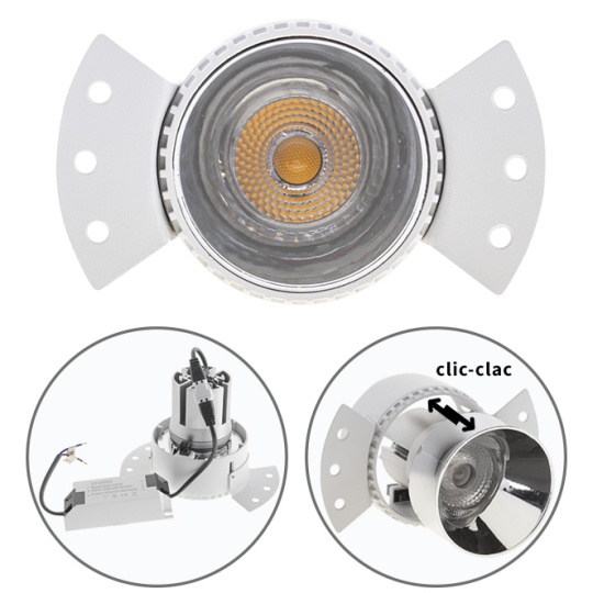 Downlight Empotrable HEKA redondo para yeso laminado 1x10W LED 2700K L.14,5xAn.8xAl.9,5cm Plata