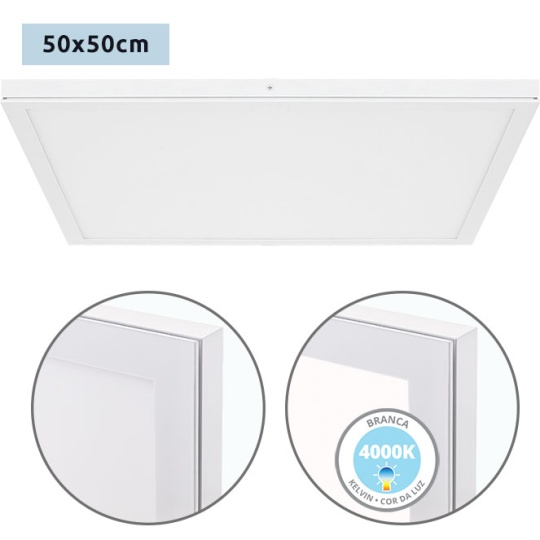 Surface Mounted Panel VOLTAIRE 50x50 48W LED 3840lm 4000K 120° W.50xW.50xH.2,3cm White