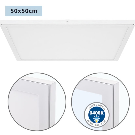 Panel superficie VOLTAIRE 50x50 48W LED 3840lm 6400K 120° C.50xL.50xA.2,3cm Blanco
