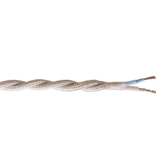 Twisted fabric covered electrical cable H05V2-K FRRTX 2x0,75 D.5.8mm ivory