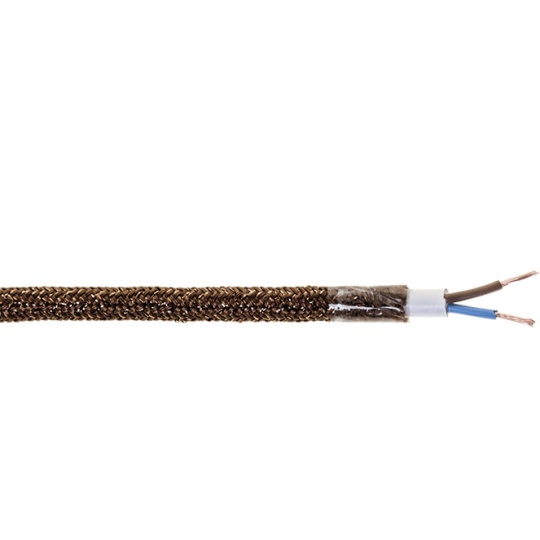 Cable eléctrico cubierto con tela redonda flexible H03VV-F 2x0,75 D.6.2mm marrón TO456