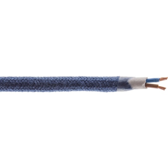 Flexible round fabric covered electrical cable H03VV-F 2x0,75 D.6.8mm jeans TO410