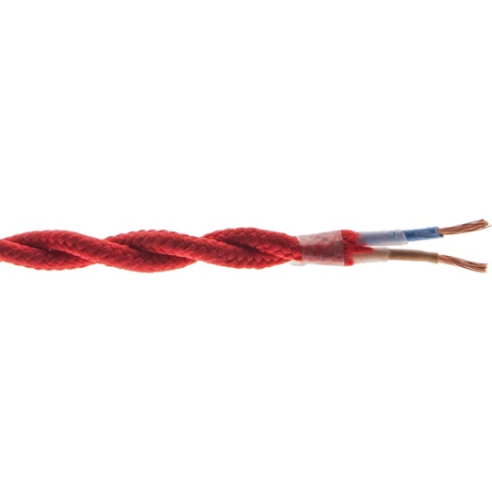 Cable eléctrico H05V2-K cubierto con tela torcida FRRTX 2x0,75 D.5.8mm rojo TR7
