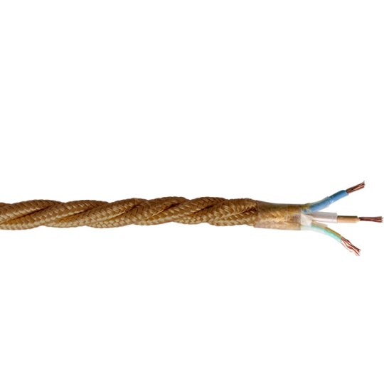 Cable eléctrico H05V2-K cubierto con tela torcida FRRTX 3x0,75 D.6.4mm whiskey TR14
