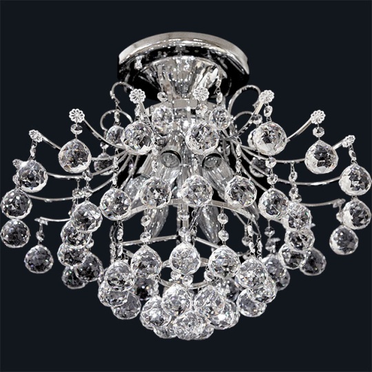 Plafond frame CONCÊNTRICO 6xE14 H.40xD.50cm Chrome, without crystal pieces
